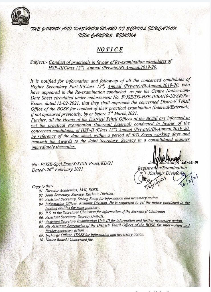 Jkbose 12th notification
