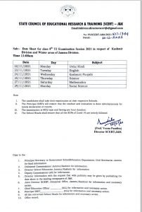 Datesheet 8th kashmir 2021